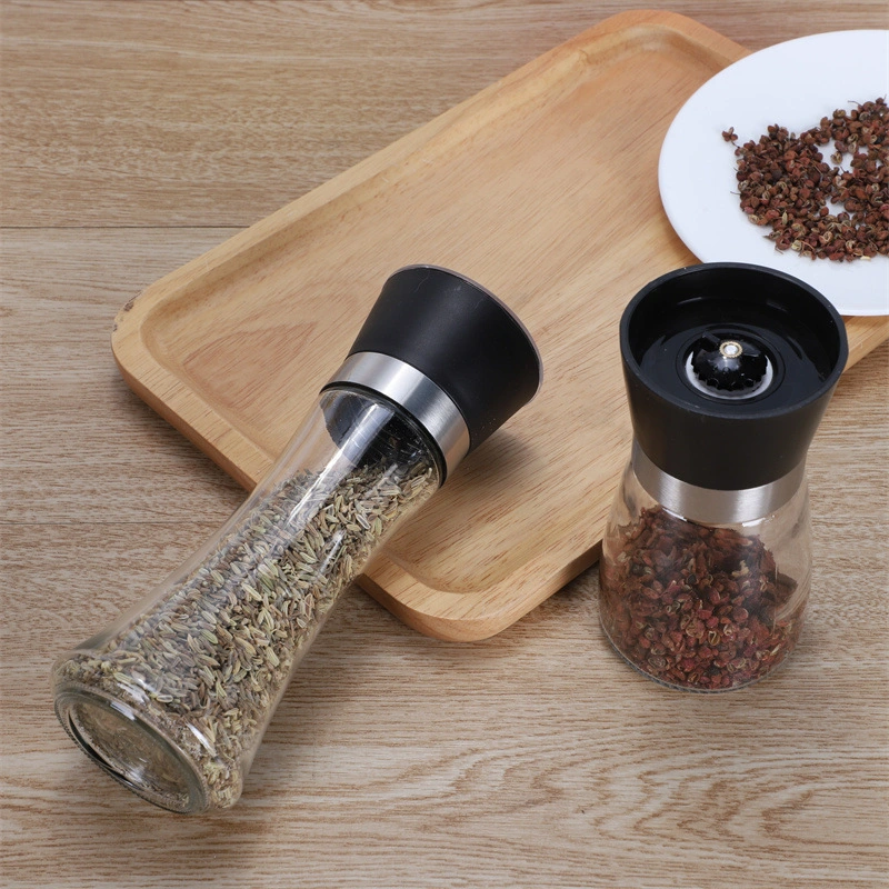 Wholesale 6oz Glass Pepper Mill Suitable for Professional Chefs Salt and Pepper Mill with Plastic Lid